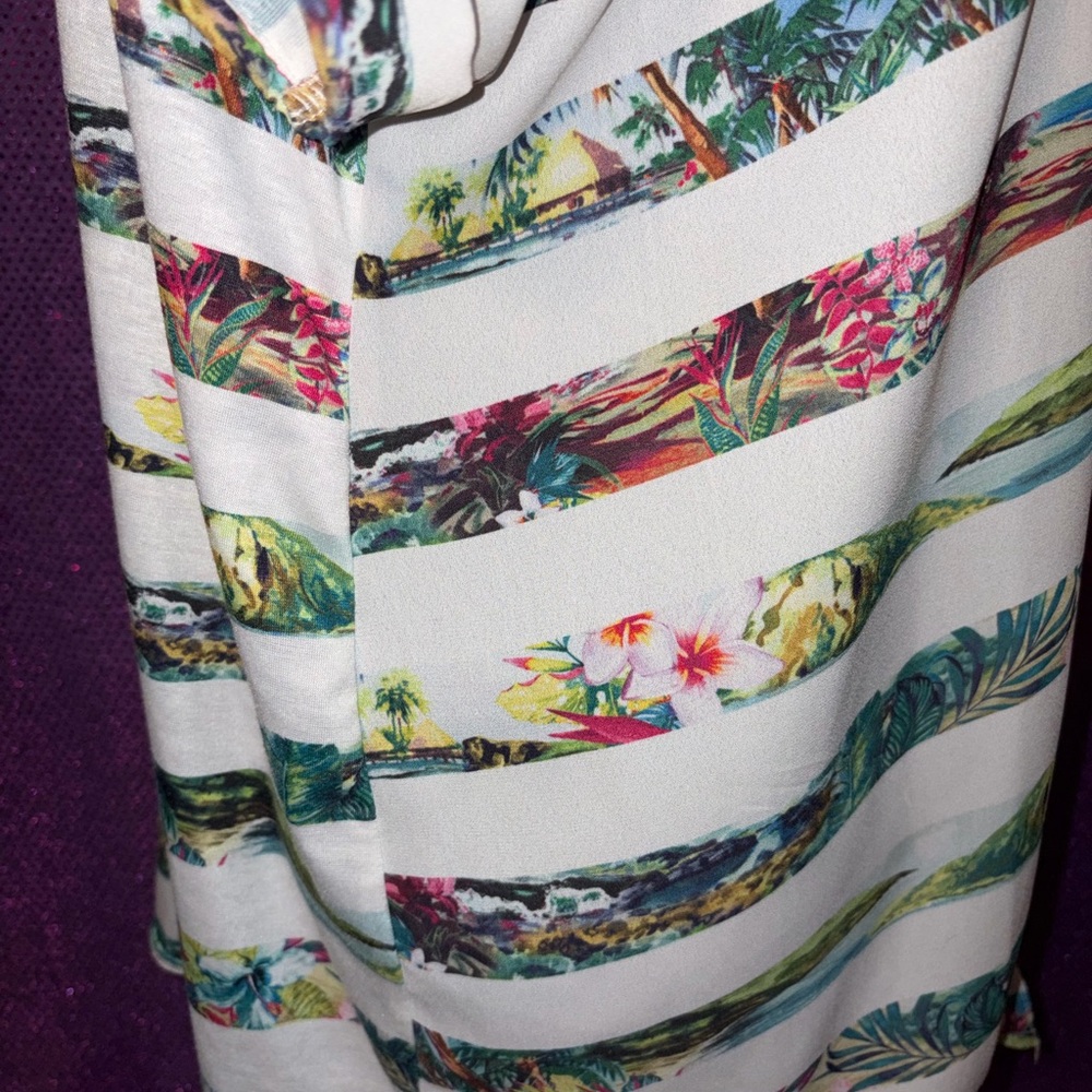 Avenue 14/16 Tropical Stripe Tie Front Blouse Plus Size - Picture 10 of 12